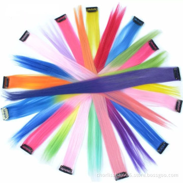 Wholesale 22'' Long Straight Ombre Clip In One Piece Hairpieces Synthetic Hairpieces Highlight Hair Extension For women